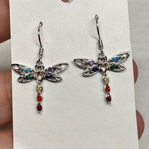 Dragonfly earring 925 rainbow